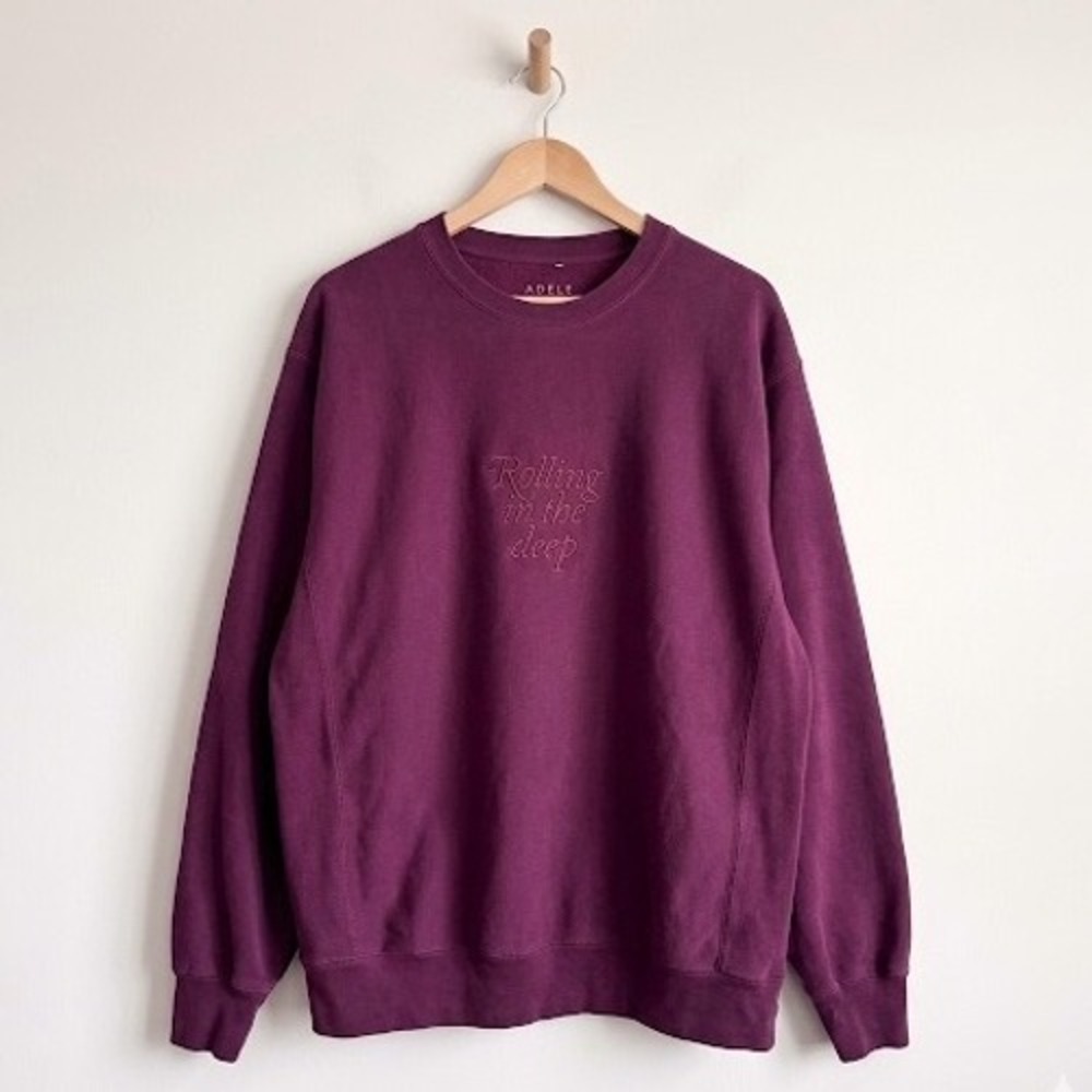 Adele Rolling In‎ The Deep Embroidered Crewneck Sweatshirt Burgundy XL Merch